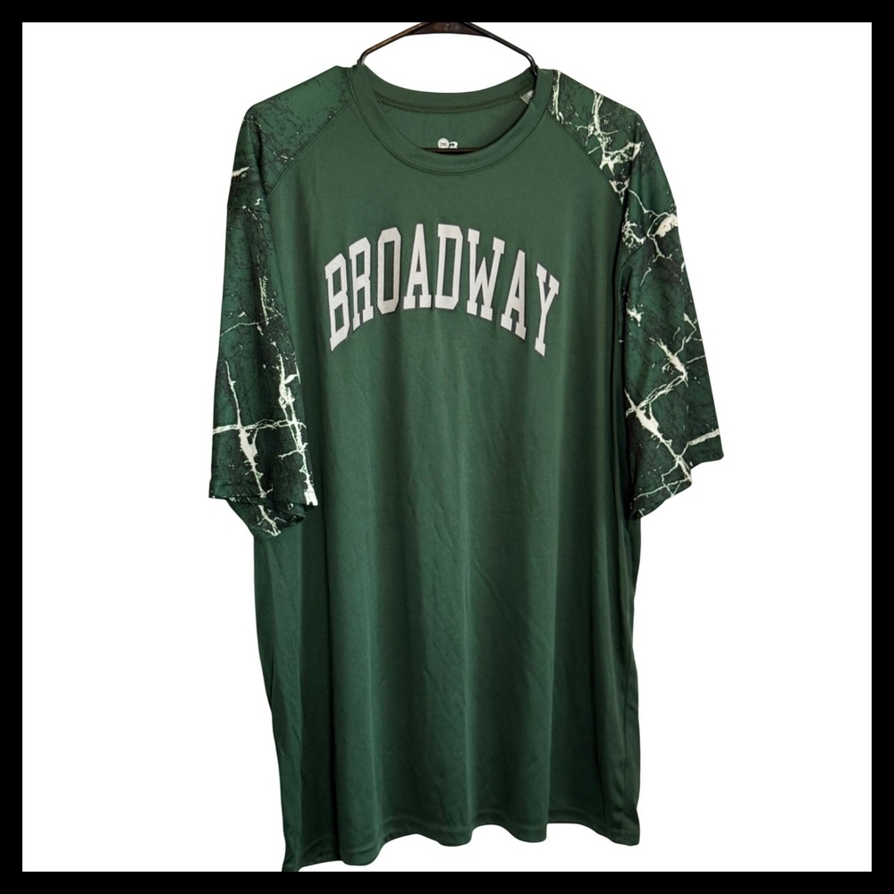NWOT Badger Sport Broadway Graphic Performance Tee Mens 2XL Green Marble Raglan